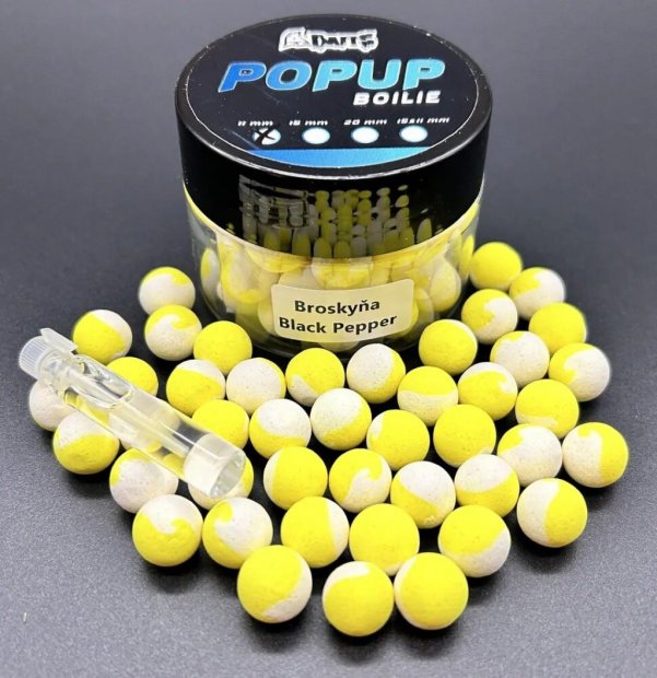 A - Baits - Fluo Pop - Up Őszibarack - Fekete Bors 11 mm 40g + Eszencia